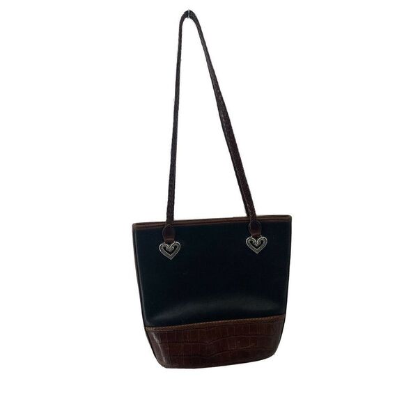 Brighton Black & Brown Croc Embossed Shoulder Bag - Picture 1 of 9
